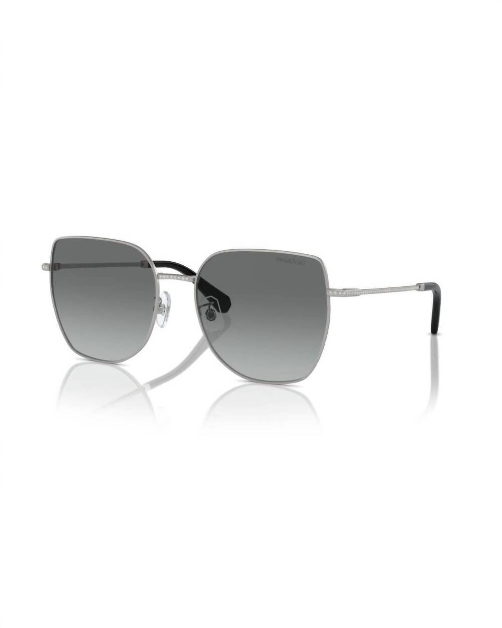 NEW SWAROVSKI women's metal sunglasses with crystal embellished in matte silver/